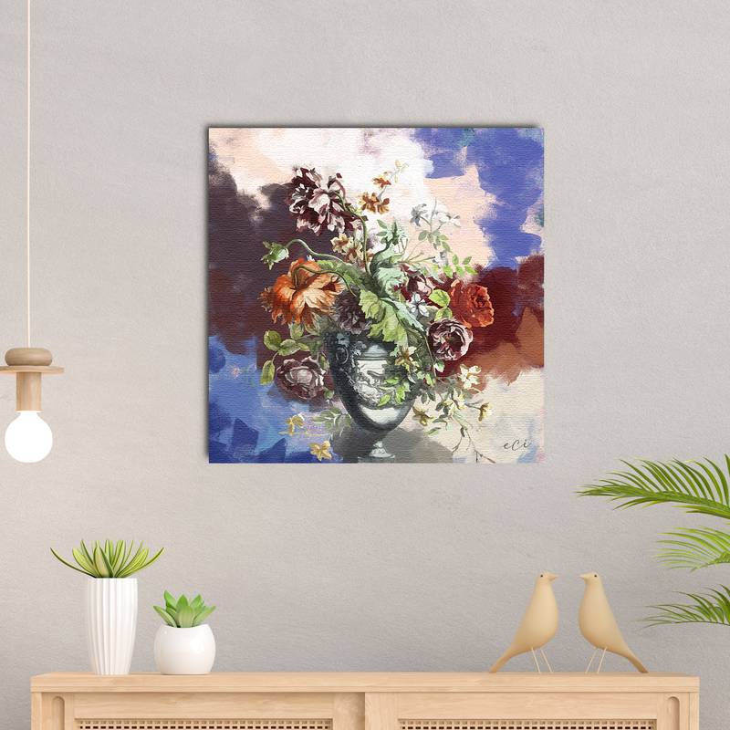 Colorful Flower Vase Original Design Canvas Printed Wall Painting