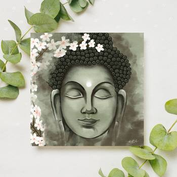 e craft india buddha canvas wall painting green 2