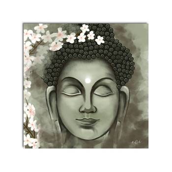 e craft india buddha canvas wall painting green 3
