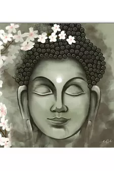e craft india buddha canvas wall painting green