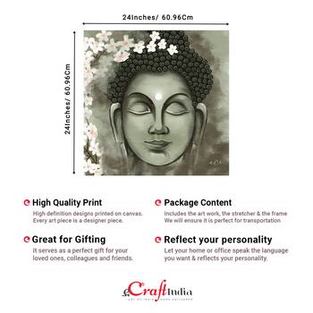 e craft india buddha canvas wall painting green 4