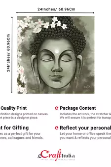 e craft india buddha canvas wall painting green