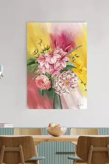 Beautiful Flowers Bouquet Original Design Canvas Printed Wall Painting