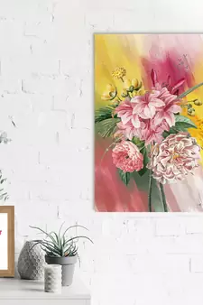 Beautiful Flowers Bouquet Original Design Canvas Printed Wall Painting