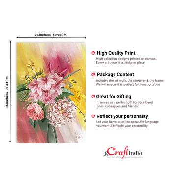 Beautiful Flowers Bouquet Original Design Canvas Printed Wall Painting 4