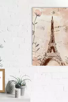 Eiffel Tower with Antique Look Original Design Canvas Printed Wall Painting