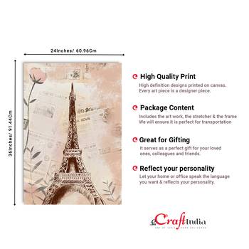 Eiffel Tower with Antique Look Original Design Canvas Printed Wall Painting 4