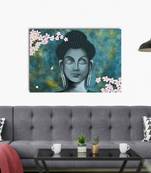 Meditating Buddha With Flower Original Design Canvas Printed Wall Painting