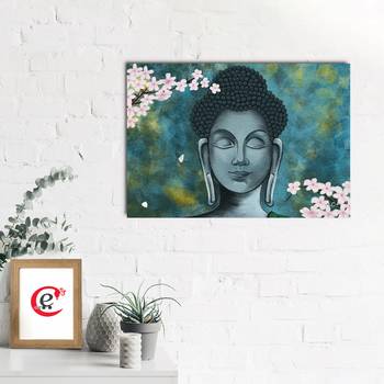 Meditating Buddha With Flower Original Design Canvas Printed Wall Painting 2