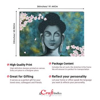 Meditating Buddha With Flower Original Design Canvas Printed Wall Painting 4