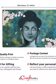 Meditating Buddha With Flower Original Design Canvas Printed Wall Painting