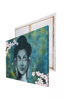 Meditating Buddha With Flower Original Design Canvas Printed Wall Painting