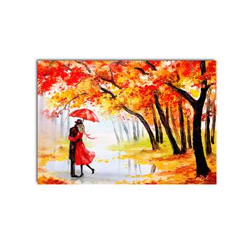 Couple on a Rainy Date Romantic Valentine Theme Original Design Canvas Printed Wall Painting 3