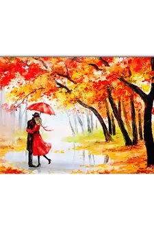 Couple on a Rainy Date Romantic Valentine Theme Original Design Canvas Printed Wall Painting