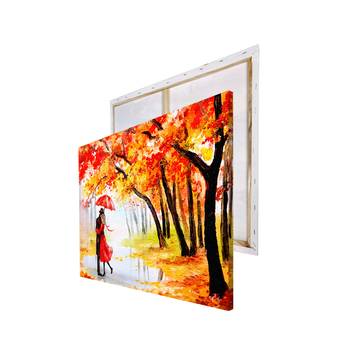 Couple on a Rainy Date Romantic Valentine Theme Original Design Canvas Printed Wall Painting 5