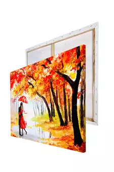 Couple on a Rainy Date Romantic Valentine Theme Original Design Canvas Printed Wall Painting