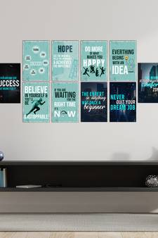 Set of  Motivational Positive Office Quotes High Quality Printed  GSM Posters with Glue Drops