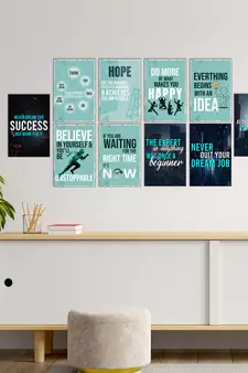 Set of  Motivational Positive Office Quotes High Quality Printed  GSM Posters with Glue Drops
