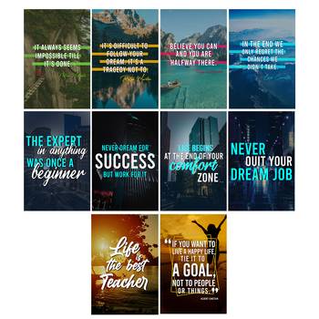 Set of  Inspirational Quotes High Quality Printed  GSM Posters with Glue Drops 3