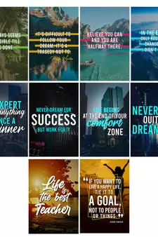 Set of  Inspirational Quotes High Quality Printed  GSM Posters with Glue Drops