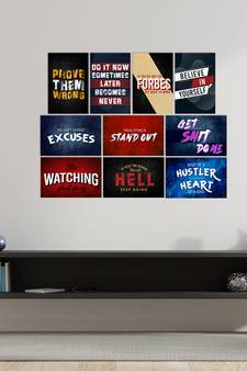 Set of  Motivational Quotes High Quality Printed  GSM Posters with Glue Drops
