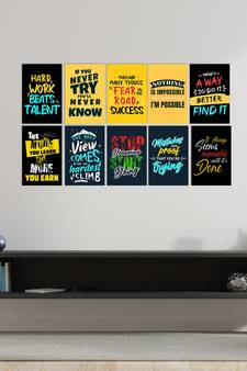 Set of  Inspirational Quotes High Quality Printed  GSM Posters with Glue Drops