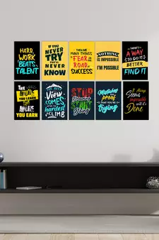 Set of  Inspirational Quotes High Quality Printed  GSM Posters with Glue Drops
