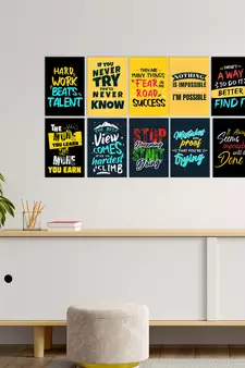 Set of  Inspirational Quotes High Quality Printed  GSM Posters with Glue Drops