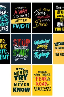 Set of  Inspirational Quotes High Quality Printed  GSM Posters with Glue Drops