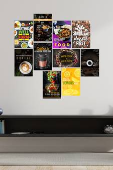 Set of  Food Theme High Quality Printed  GSM Posters with Glue Drops