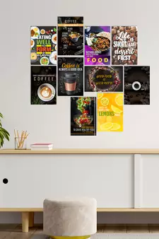 Set of  Food Theme High Quality Printed  GSM Posters with Glue Drops