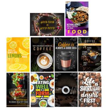 Set of  Food Theme High Quality Printed  GSM Posters with Glue Drops 3