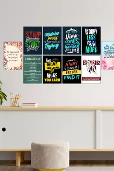 Set of  Inspirational Quotes High Quality Printed  GSM Posters with Glue Drops