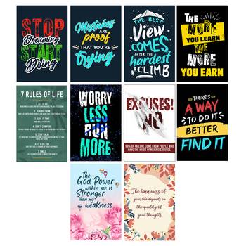Set of  Inspirational Quotes High Quality Printed  GSM Posters with Glue Drops 3