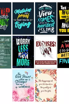 Set of  Inspirational Quotes High Quality Printed  GSM Posters with Glue Drops