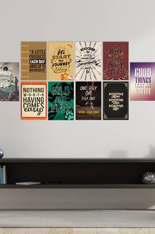Set of  Motivational Quotes High Quality Printed  GSM Posters with Glue Drops