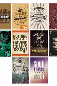 Set of  Motivational Quotes High Quality Printed  GSM Posters with Glue Drops