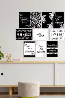 Set of  Inspirational Black and White Quotes High Quality Printed  GSM Posters with Glue Drops