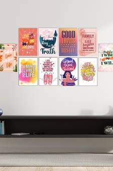 Set of  Motivation Quotes High Quality Printed  GSM Posters with Glue Drops