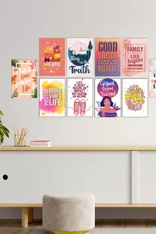 Set of  Motivation Quotes High Quality Printed  GSM Posters with Glue Drops
