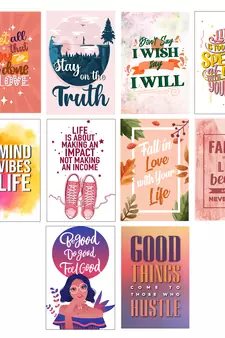 Set of  Motivation Quotes High Quality Printed  GSM Posters with Glue Drops