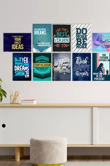 Set of  Inspiring Quotes High Quality Printed  GSM Posters with Glue Drops