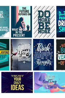 Set of  Inspiring Quotes High Quality Printed  GSM Posters with Glue Drops