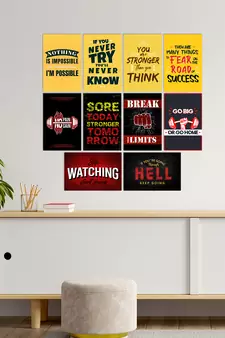 Set of  Never Give UP Inspiring Quotes High Quality Printed  GSM Posters with Glue Drops