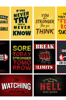Set of  Never Give UP Inspiring Quotes High Quality Printed  GSM Posters with Glue Drops