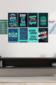 Set of  Work Hard Motivational Quotes High Quality Printed  GSM Posters with Glue Drops