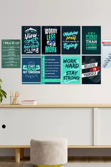 Set of  Work Hard Motivational Quotes High Quality Printed  GSM Posters with Glue Drops