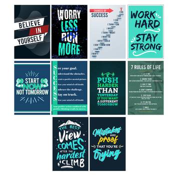 Set of  Work Hard Motivational Quotes High Quality Printed  GSM Posters with Glue Drops 3