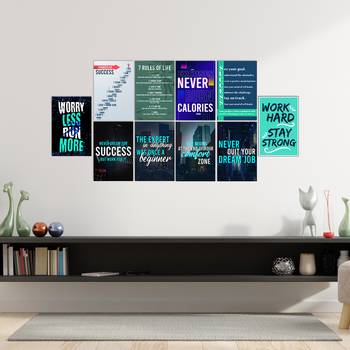 Set of  Success Inspirational Quotes High Quality Printed  GSM Posters with Glue Drops 1