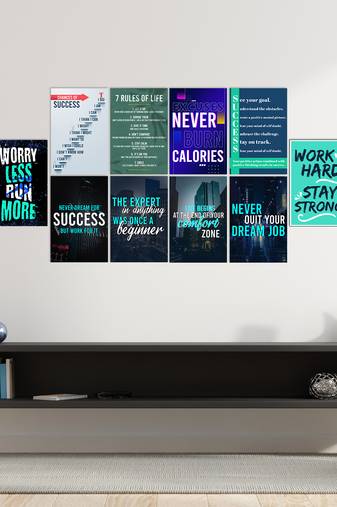 Set of  Success Inspirational Quotes High Quality Printed  GSM Posters with Glue Drops